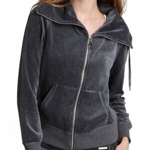 Michael Kors Velour Mock Neck Sweater Jacket Women's Zip Front Velvety Soft S